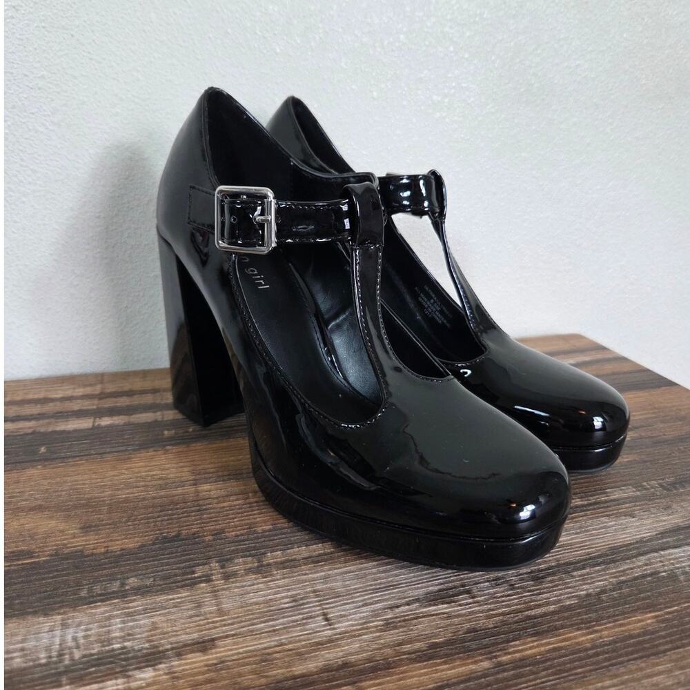Madden Girl Patent Black Chunky Platform Mary Jane Heels Size 8.5 - Picture 2 of 9